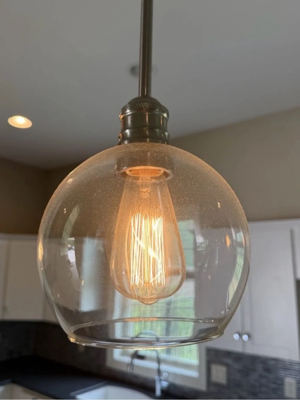 Glass Globe Pendant Lantern - Clear Glass, Brushed Nickel Finish